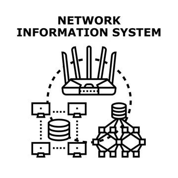 Network information system connecting data and devices Stock Illustration