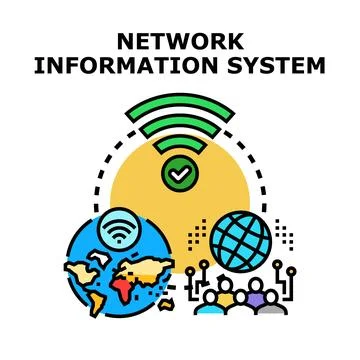 Network information system connecting global data technology Stock Illustration
