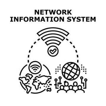 Network information system connecting global data technology Stock Illustration