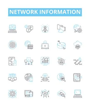 Network information vector line icons set. Network, Information, Protocols Stock Illustration