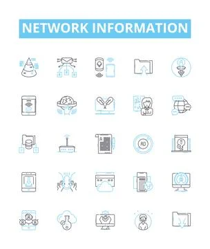 Network information vector line icons set. Network, Information, Protocols Stock Illustration