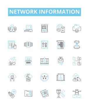 Network information vector line icons set. Network, Information, Protocols Stock Illustration