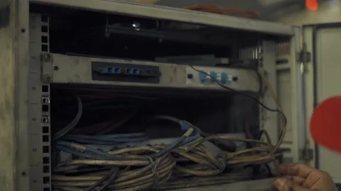 Network Infrastructure engineer checking server hardware equipment. Stock Footage 153762713