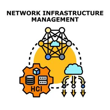 Network infrastructure management concept vector illustration Stock Illustration