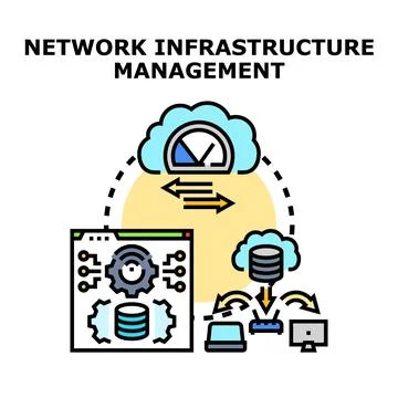 Network infrastructure management operating cloud technology and data commu.. Stock Illustration