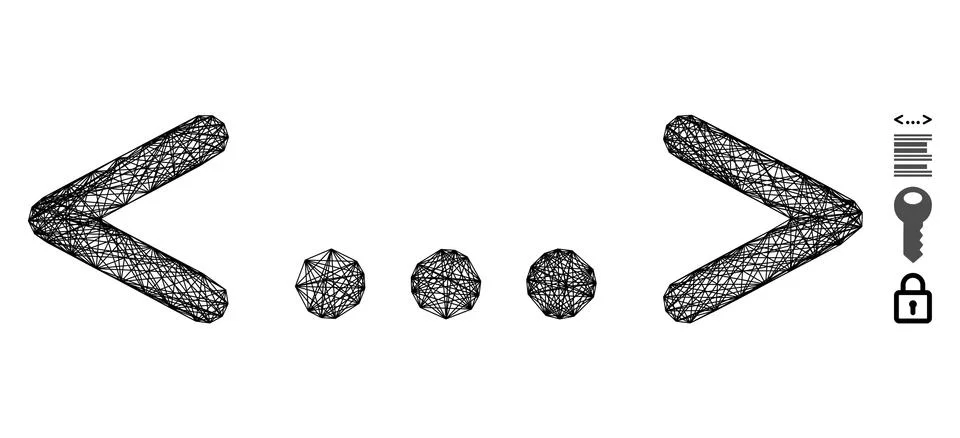 Network Inline Code Vector Mesh 스톡 일러스트