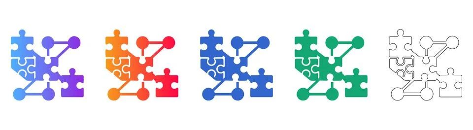 Network Integration and Puzzle Piece Icons Illustrazione stock
