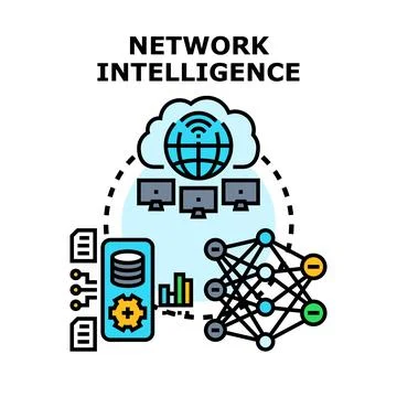 Network intelligence system processing global data concept 스톡 일러스트