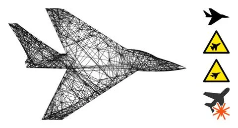 Network Intercepter Plane Vector Mesh Stock Illustration