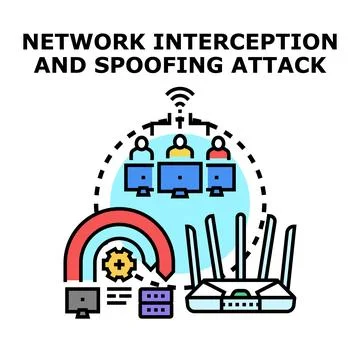 Network interception and spoofing attack concept Stock Illustration
