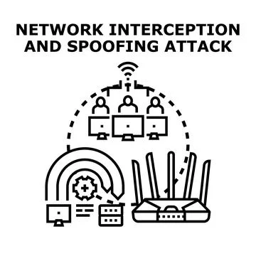 Network interception and spoofing attack concept Stock Illustration