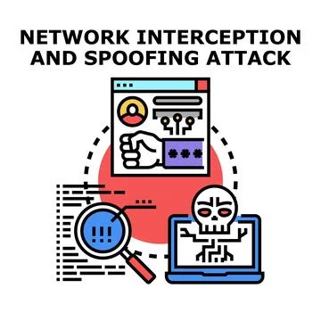 Network interception, spoofing attack, and internet data security Stockillustratie