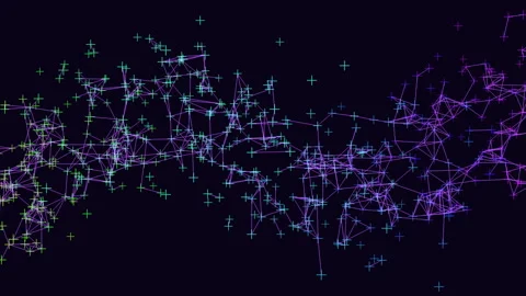 Network of interconnected dots illustrating node connections Stock Footage 282791137