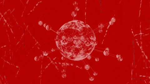 Network of interconnected nodes and lines animation over red background Stock Footage 304481633