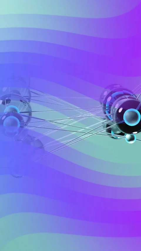 Network of interconnected nodes and lines over colorful gradient background, Stock Footage 319157089