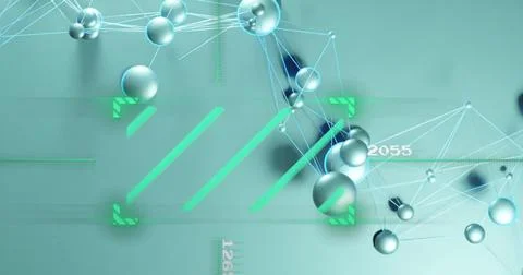 Network of interconnected spheres and lines, digital data processing image Stock Illustration