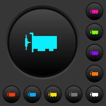 Network interface card dark push buttons with color icons Stock Illustration