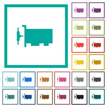 Network interface card flat color icons with quadrant frames Stock Illustration