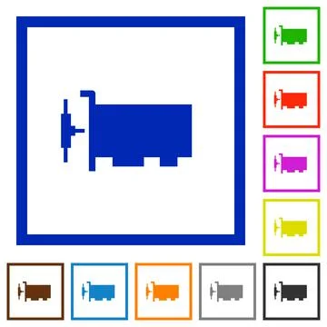 Network interface card flat framed icons Stock Illustration