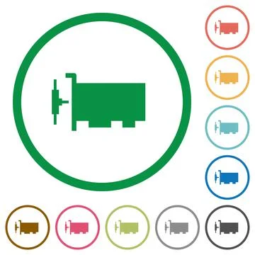 Network interface card flat icons with outlines Stock Illustration