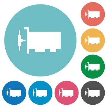 Network interface card flat round icons Stock Illustration