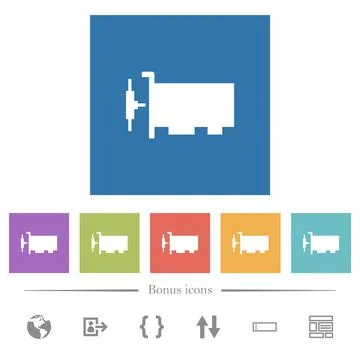 Network interface card flat white icons in square backgrounds Stock Illustration