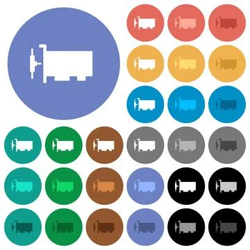 Network interface card round flat multi colored icons Stock Illustration