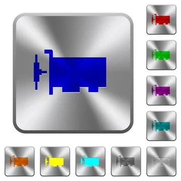 Network interface card rounded square steel buttons Stock Illustration