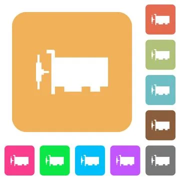 Network interface card rounded square flat icons Stock Illustration