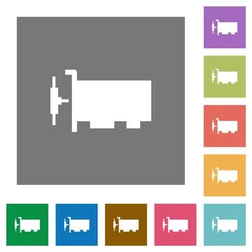 Network interface card square flat icons Stock Illustration
