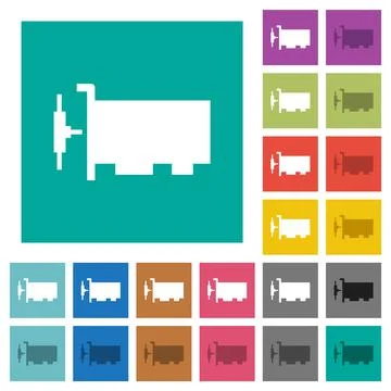 Network interface card square flat multi colored icons Stock Illustration