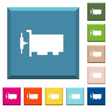 Network interface card white icons on edged square buttons Stock Illustration