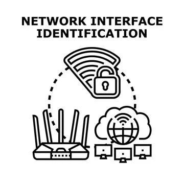 Network interface identification illustrates securing wireless connections th Stock Illustration
