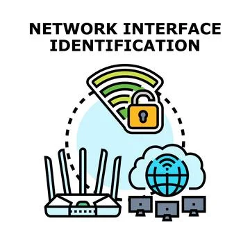 Network interface identification securing wireless connection and cloud com.. イラスト素材