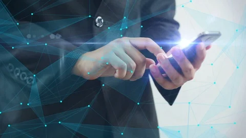 Network interface on smartphone. Video stock 89996534