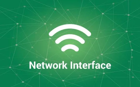 Network interface white text illustration with green constellation as background Stock Illustration