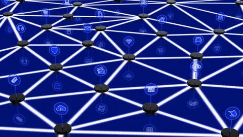 Network of internet of things with different nodes Stock Illustration