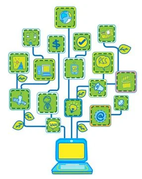 Network Internet Tree Technology Communication vector Stock Illustration