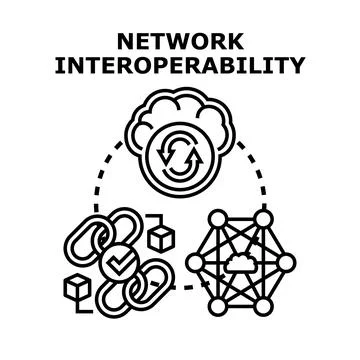 Network interoperability concept connecting distributed systems Stock Illustration