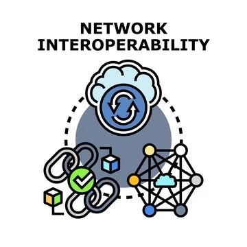 Network interoperability concept connecting distributed systems Stock Illustration