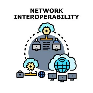 Network interoperability linking systems and users Stock Illustration