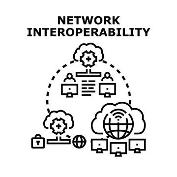 Network interoperability linking systems and users Stock Illustration