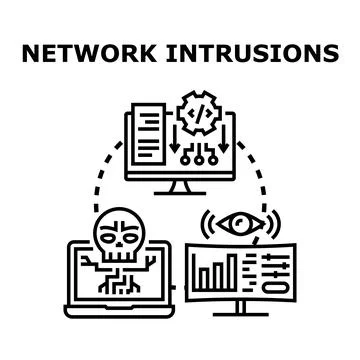 Network intrusions data breach cyber security concept Illustrazione stock