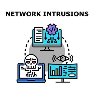 Network intrusions data breach cyber security concept Stock Illustration