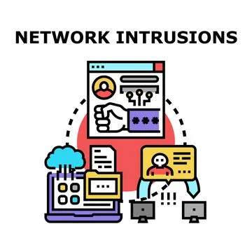 Network intrusions data theft and cyber security concept 스톡 일러스트