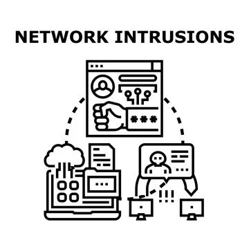 Network intrusions data theft and cyber security concept Stock Illustration