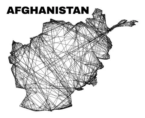 Network Irregular Mesh Afghanistan Map Stock Illustration