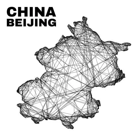 Network Irregular Mesh Beijing City Map Stock Illustration