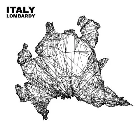 Network Irregular Mesh Lombardy Region Map Stock Illustration