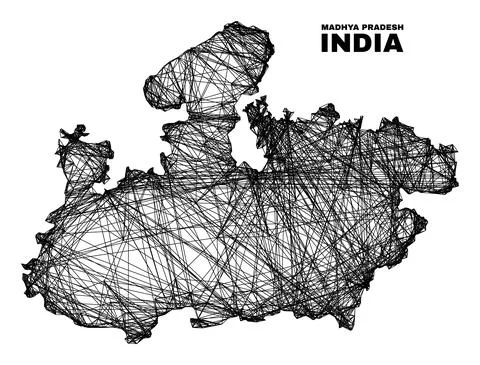 Network Irregular Mesh Madhya Pradesh State Map Stock Illustration